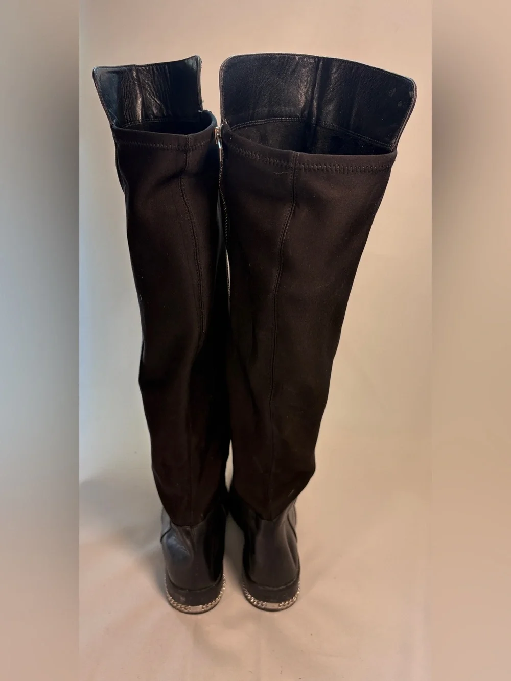 Michael Kors Black Over-the-Knee Leather Zip Boots